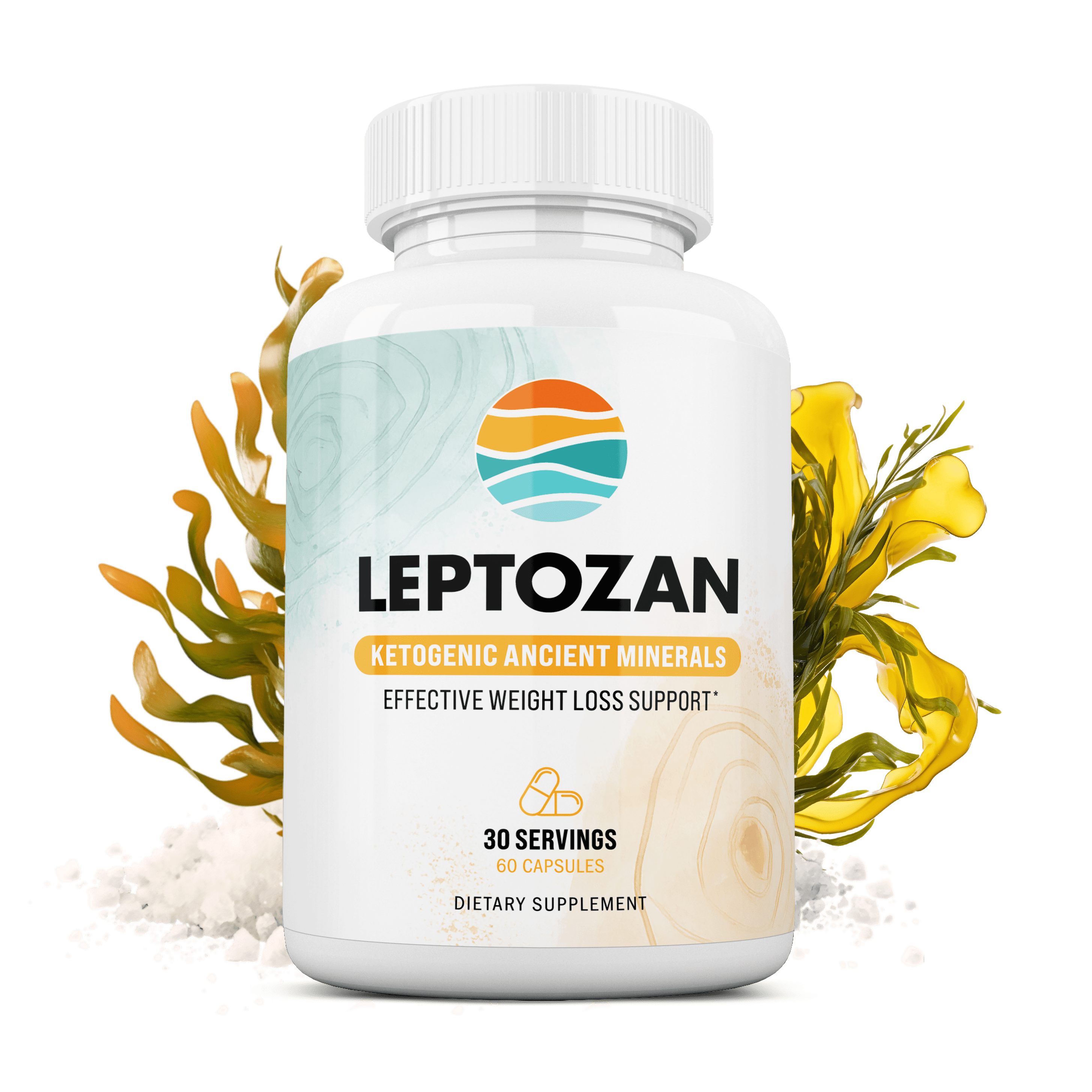 Leptozan Ketogenic Ancient Minerals bottle with kelp and mineral salt