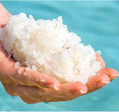 Ancient ocean mineral salt held in a hand